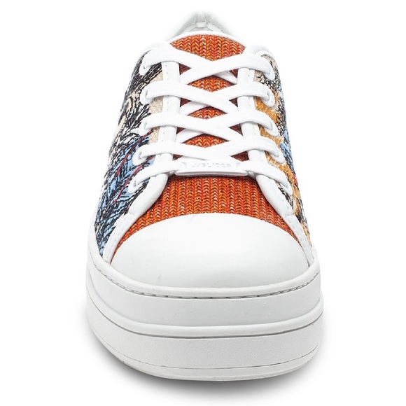 J/Slides Orange & Blue Tropical Nikki platform embroidered Sneaker. SZ 7… - Picture 4 of 12
